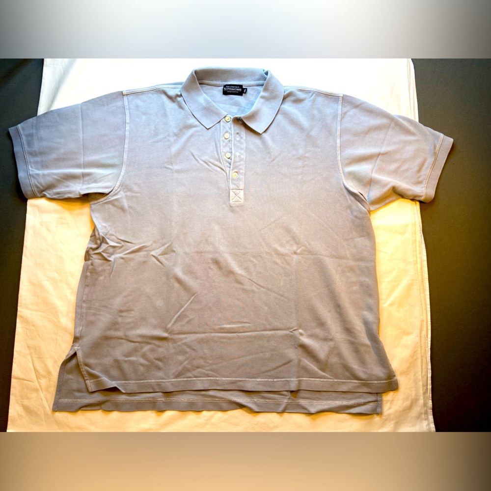 The J Peterman Company Men’s Polo shirt,  blue grey color, short sleeve size XXL